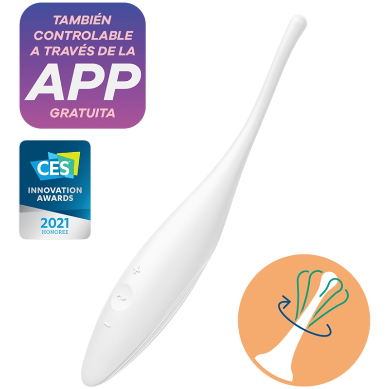 SATISFYER - VIBRADOR CON PUNTA PARA CLÍTORIS TWIRLING JOY BLANCO