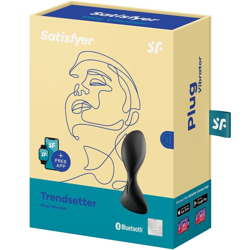 SATISFYER - PLUG VIBRADOR TRENDSETTER APP NEGRO