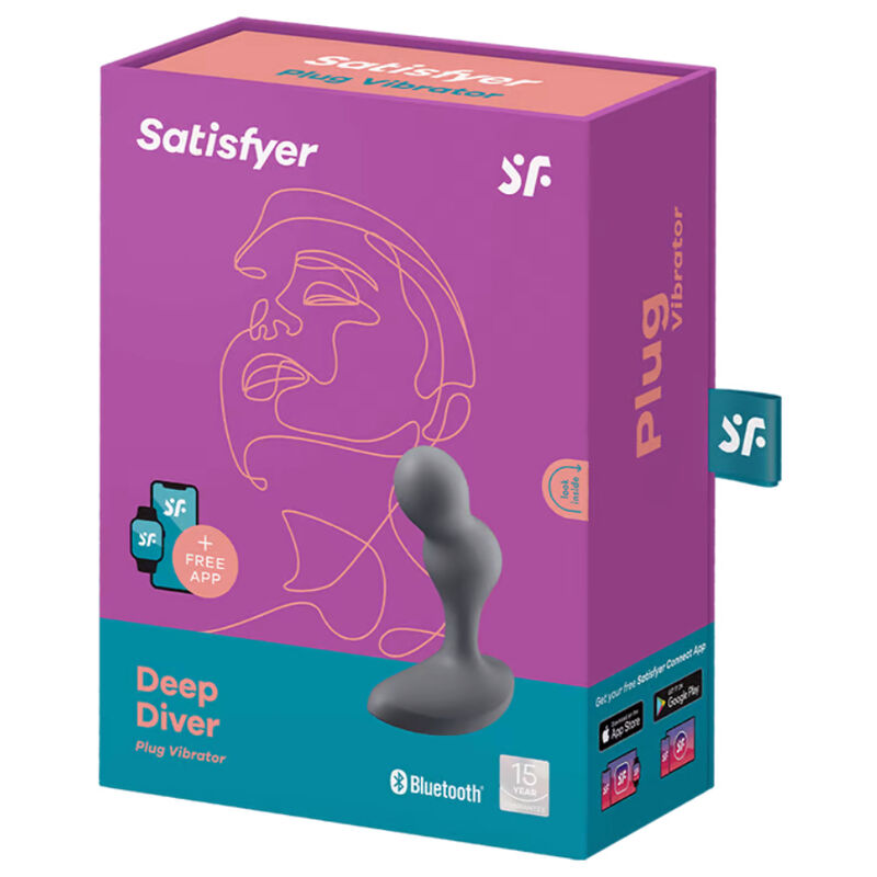 SATISFYER - PLUG VIBRADOR DEEP DIVER APP GRIS