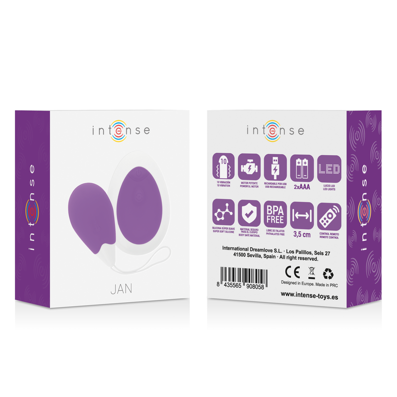 INTENSO - HUEVO VIBRADOR CONTROL REMOTO LILA JAN