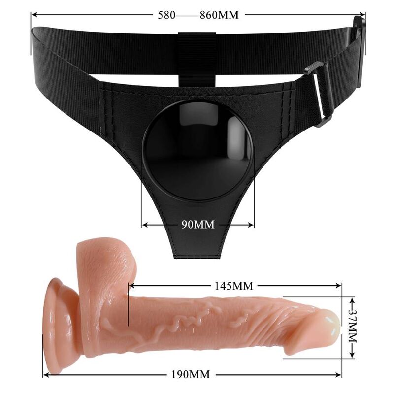 PRETTY LOVE - ARNÉS UNIVERSAL HAIRBREAKERS CON DILDO KEVIN 19 CM NATURAL