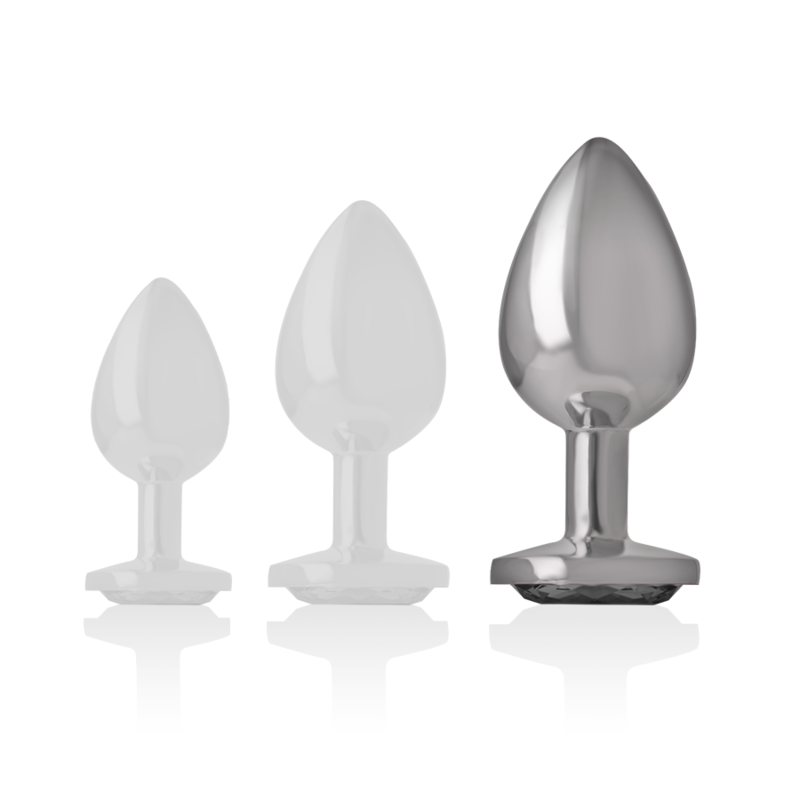 INTENSE - PLUG ANAL DE METAL ALUMINIO CON CRISTAL NEGRO TALLA L
