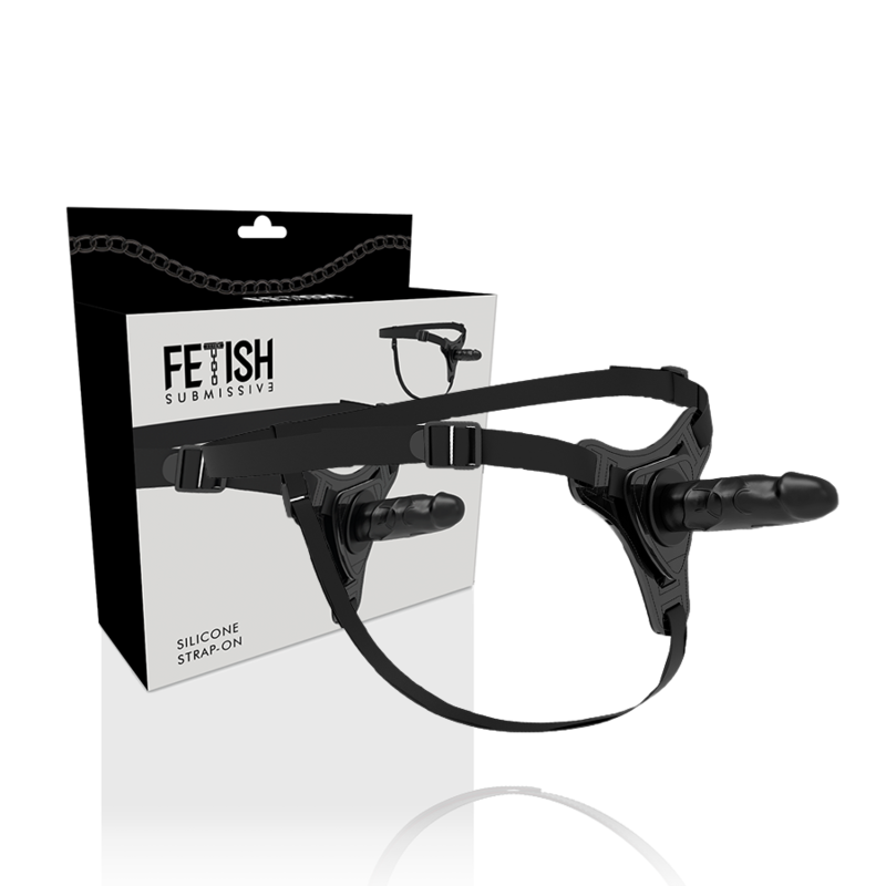 ARNÉS FETICHE SUBMISSIVE - SILICONA REALISTA NEGRA 15 CM