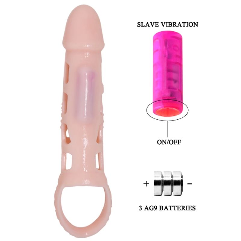 PRETTY LOVE - FUNDA EXTENSORA DE PENE HARRISON CON VIBRADOR Y MANGO DE 13,5 CM
