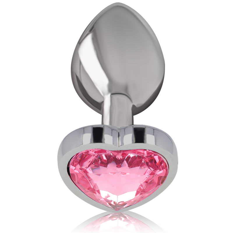 PLUG ANAL DE METAL ALUMINIO INTENSO - CORAZÓN ROSA TALLA L