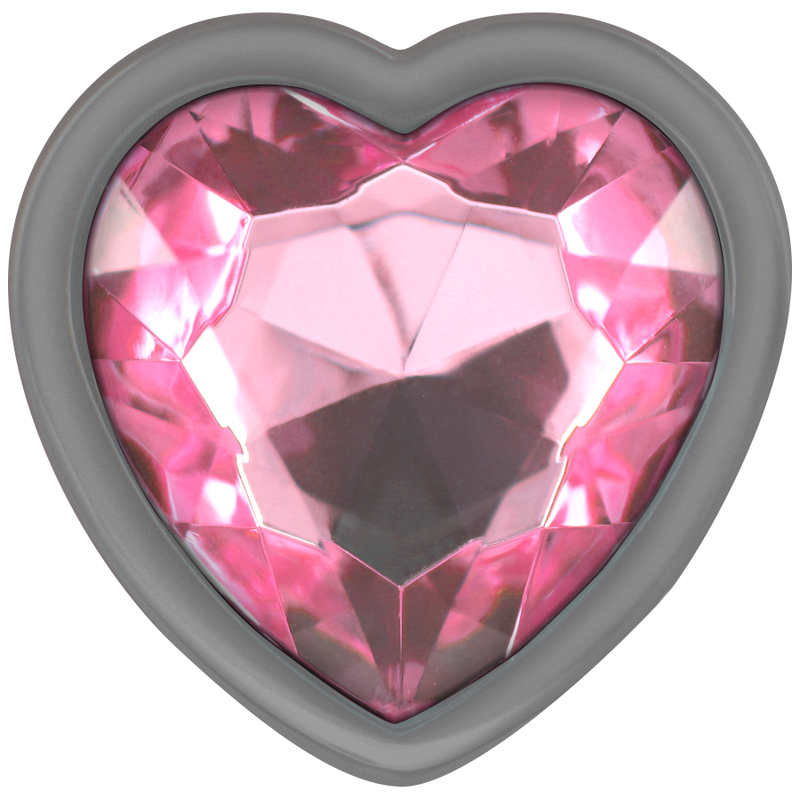 PLUG ANAL DE METAL ALUMINIO INTENSO - CORAZÓN ROSA TALLA L