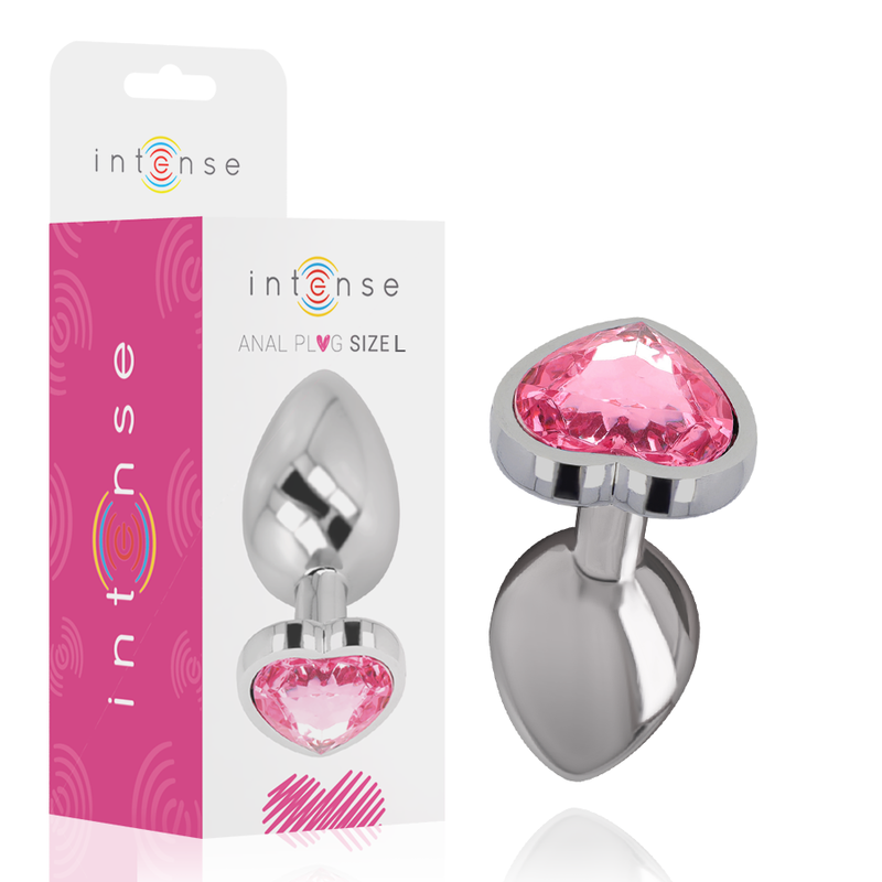PLUG ANAL DE METAL ALUMINIO INTENSO - CORAZÓN ROSA TALLA L