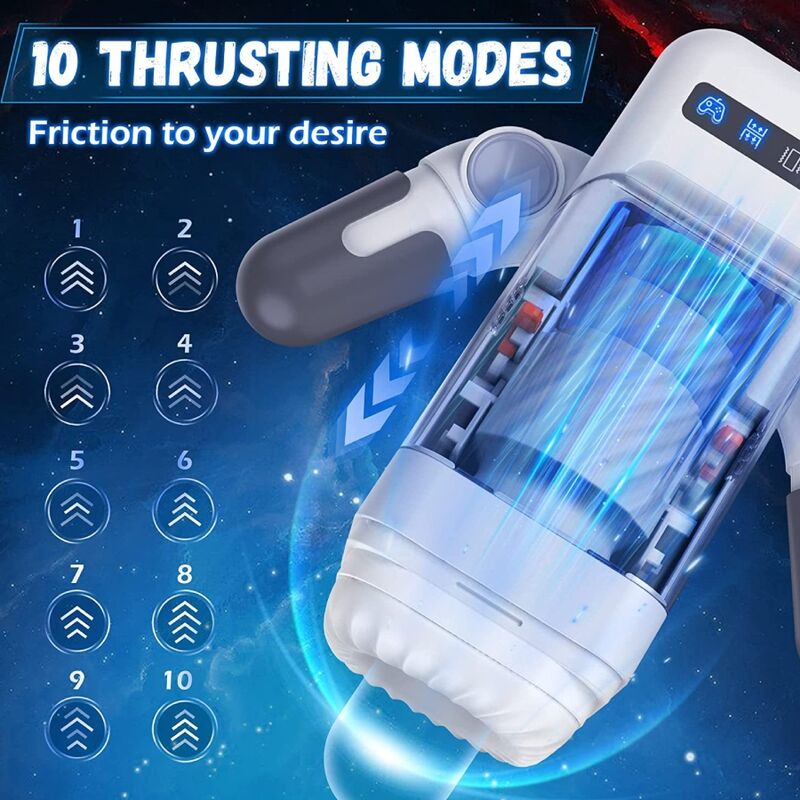 GAME CUP - MASTURBADOR VIBRADOR THRUST CON FUNCIÓN DE CALEFACCIÓN Y SOPORTE MÓVIL - NEGRO