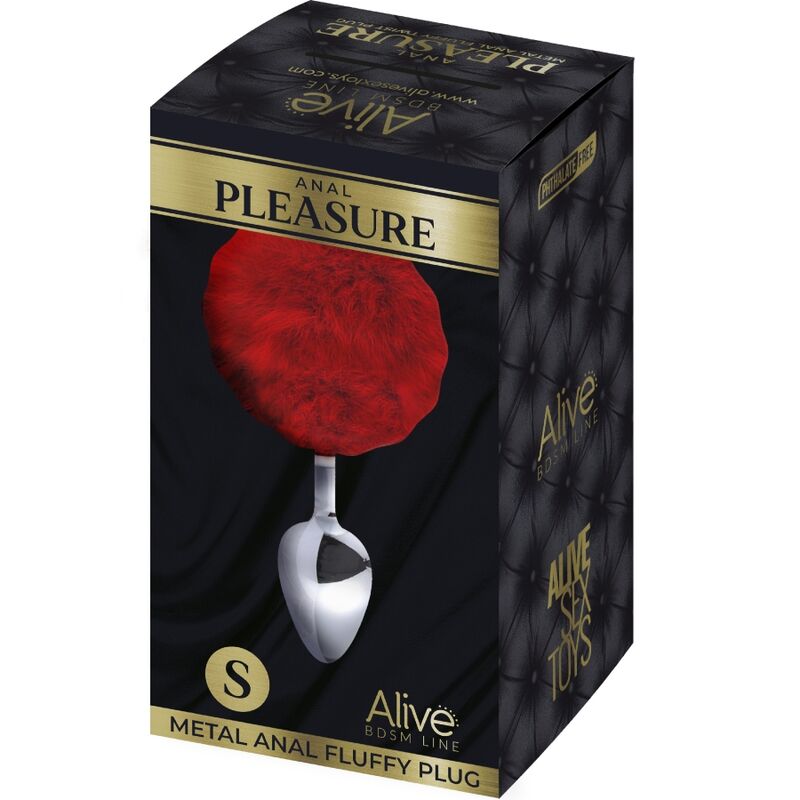 ALIVE - PLUG DE PLACER ANAL DE METAL LISO, ESPONJOSO, ROJO, TAMAÑO S