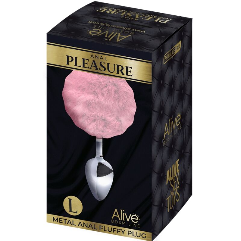 ALIVE - PLUG DE PLACER ANAL DE METAL LISO, ESPONJOSO, ROSA, TALLA L
