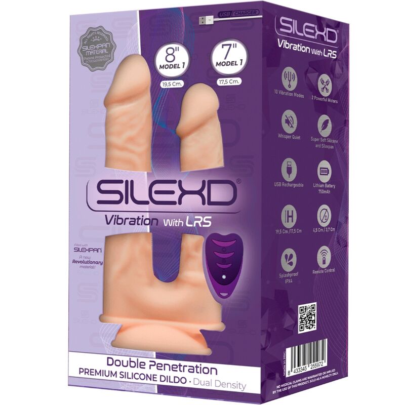 SILEXD - MODELO 1 VIBRADOR DOBLE PENETRACIÓN PENE REALISTA PREMIUM SILEXPAN CONTROL REMOTO SILICONA 17.5 / 19.5 CM