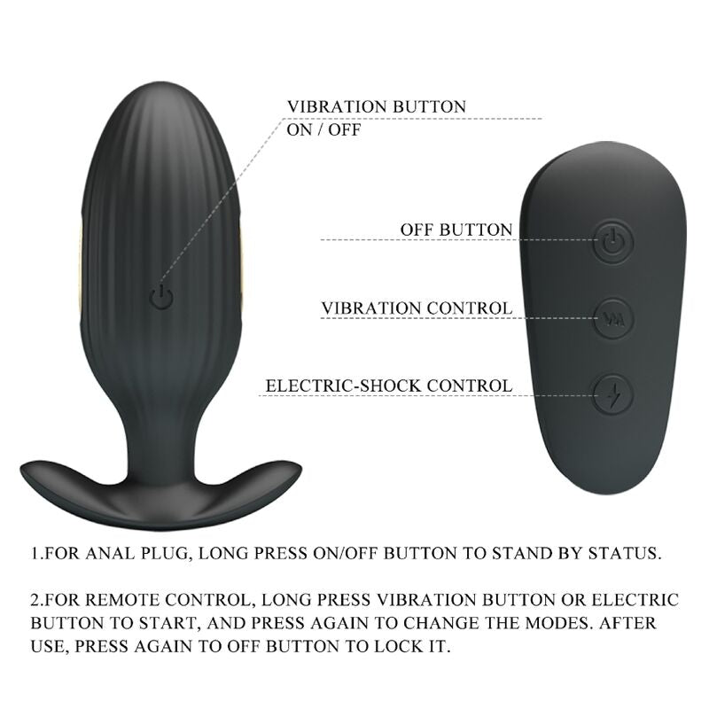 PRETTY LOVE - VIBRADOR ANAL KELLY PLUG RECARGABLE NEGRO