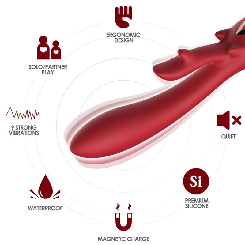 ARMONY - VIBRADOR CONEJO CURVO ROJO ELK