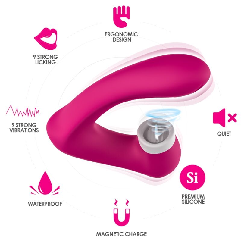 ARMONY - VIBRADOR PARA LAMER EL CLÍTORIS SECRETKISS Y VIBRADOR CURVO FUCSIA