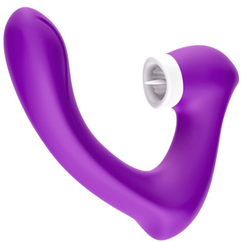 ARMONY - SECRETKISS VIBRADOR CURVO Y VIBRADOR PARA LAMER EL CLÍTORIS MORADO