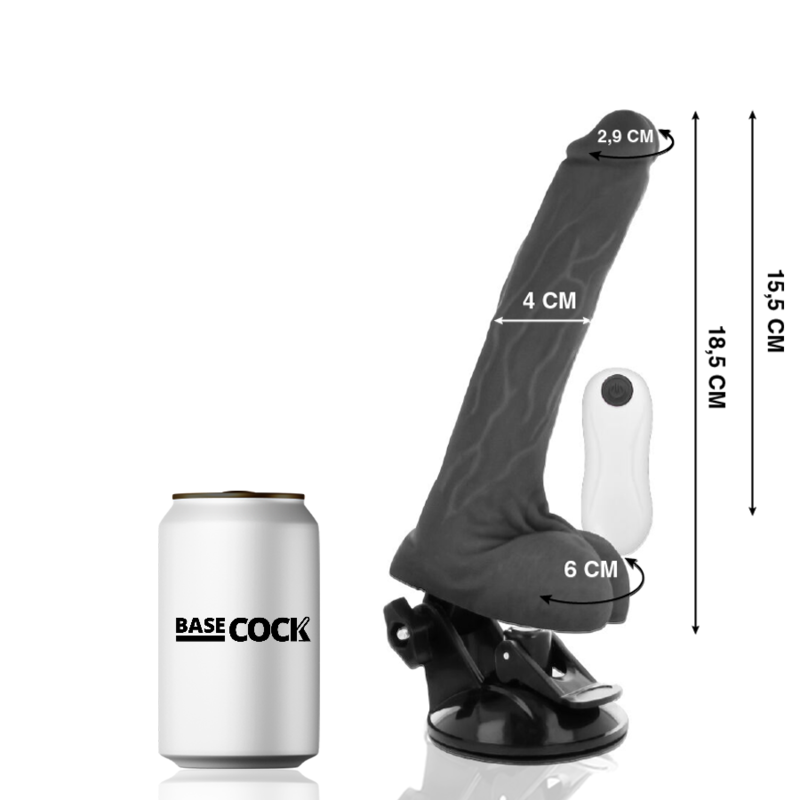 BASECOCK - VIBRADOR ARTICULABLE CONTROL REMOTO NEGRO 18,5 CM -O- 4 CM