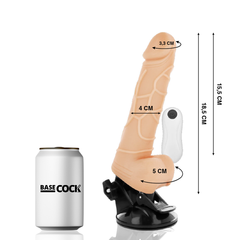 BASECOCK - VIBRADOR CONTROL REMOTO NATURAL REALISTA 18,5 CM -O- 4CM