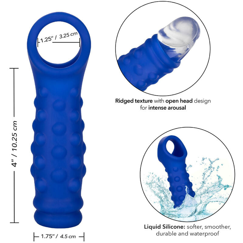CALEXOTICS - FUNDA PARA PENE ADMIRAL CON BORDES DE SILICONA LÍQUIDA AZUL