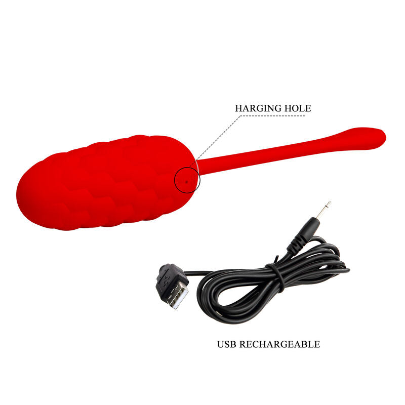 PRETTY LOVE - HUEVO VIBRADOR TEXTURIZADO ROJO RECARGABLE EN COLOR AZUL MARINO