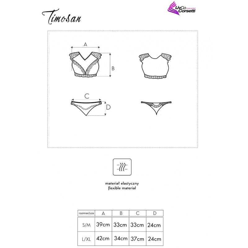 LIVCO CORSETTI FASHION - TIMOSAN LC 90631 SUJETADOR + PANTALÓN NEGRO L/XL