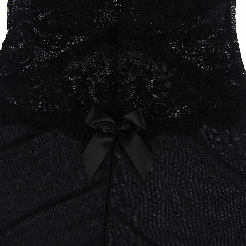 SUBBLIME - BABYDOLL EN TEJIDO DE TUL CON ENCAJE Y DETALLE DE FLORES NEGRO S/M