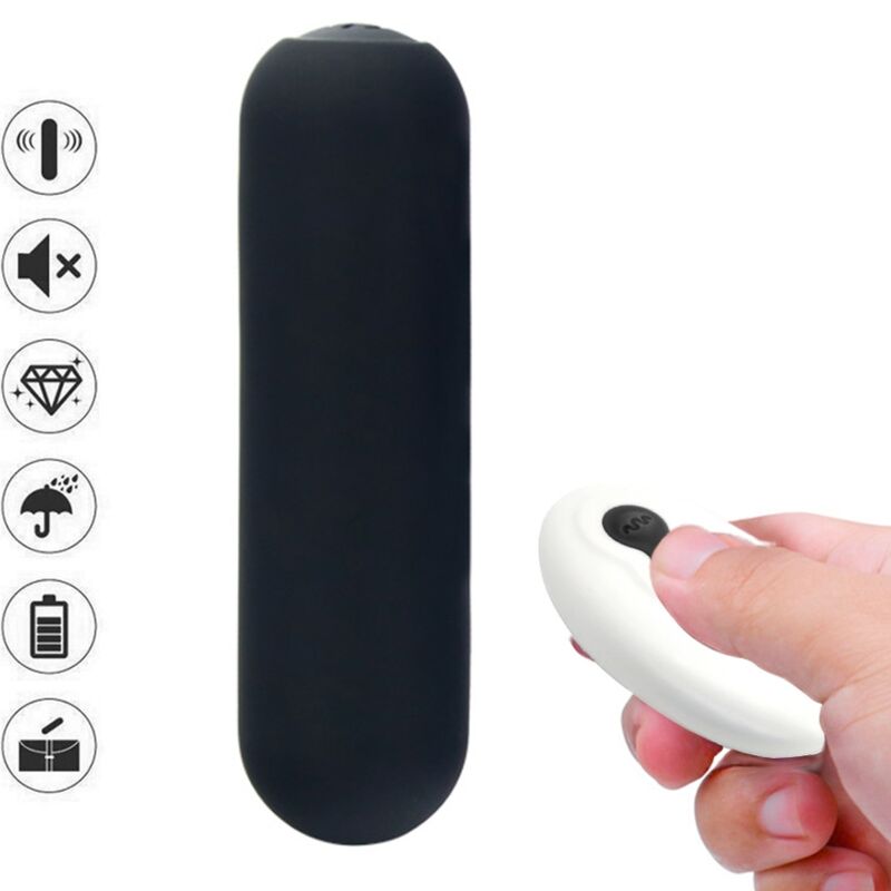 SPLASH JOIE BALA VIBRADOR DE SILICONA CONTROL REMOTO 10 VIBRACIONES 75 X 19 CM NEGRO