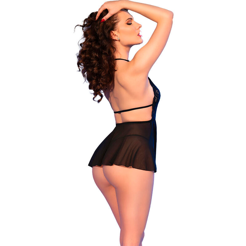 CHILIROSE - CR 4720 BABYDOLL Y TANGA NEGRA S