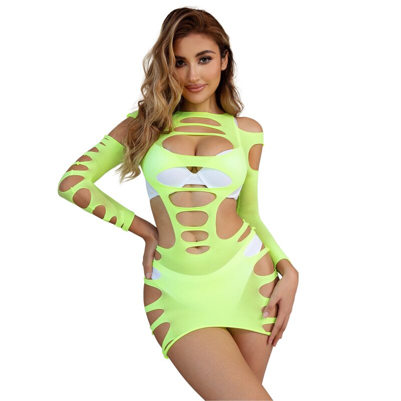 SUBBLIME - 952280 VESTIDO VERDE MANGA LARGA CON RED ELÁSTICA TALLA ÚNICA