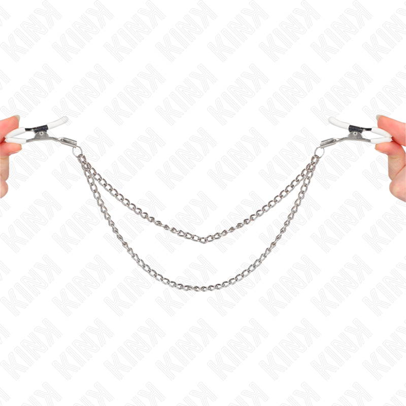 KINK - PINZAS PARA PEZONES CON 2 CADENAS FINAS DE PLATA 20/23 CM