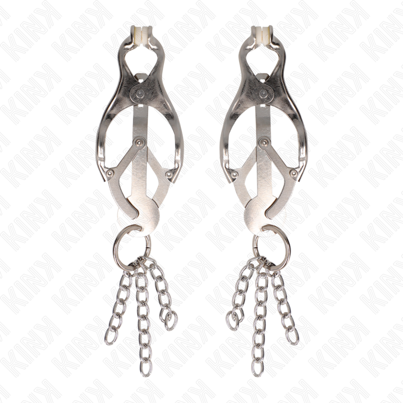 KINK - PINZAS JAPONESAS CON FORMA DE TRÉBOL Y PEQUEÑAS CADENAS DE PLATA