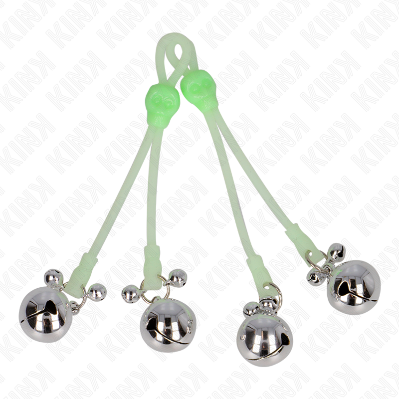 KINK - PINZAS DE CALAVERA LUMINOSA CON CAÑAS AJUSTABLES ANILLO VERDE/PLATA