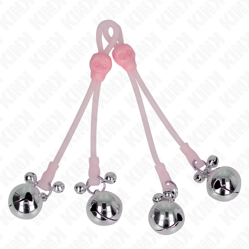 KINK - PINZAS DE CALAVERA ILUMINADAS CON CAÑAS AJUSTABLES ANILLO ROSA/PLATA