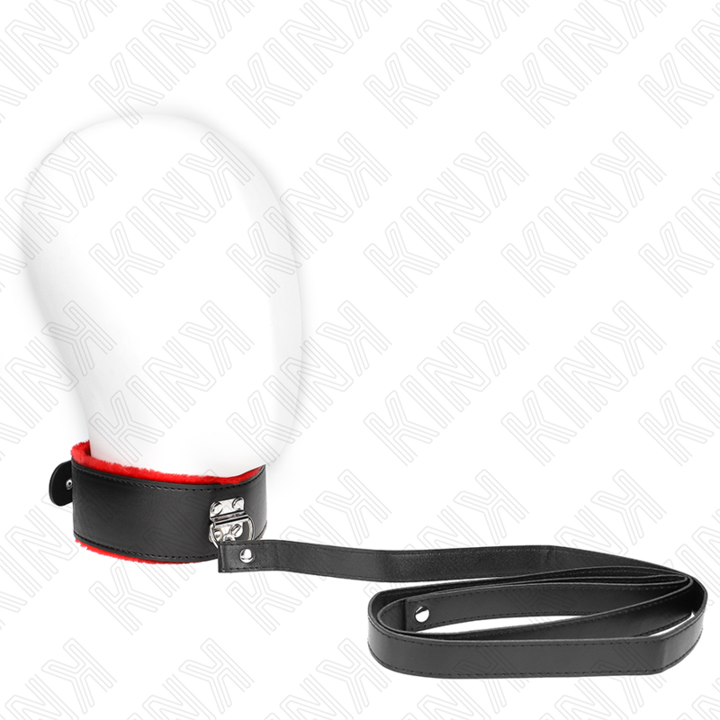 KINK - COLLAR DE 116 CM CON CINTURÓN CON CORREA DE CUERO ROJO AJUSTABLE 40-48 CM X 6 CM