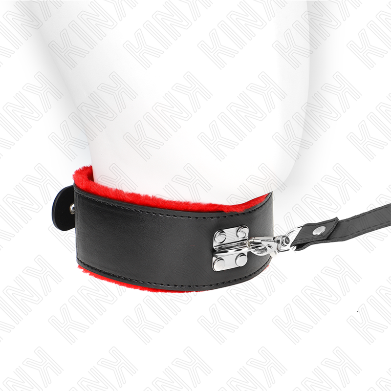 KINK - COLLAR DE 116 CM CON CINTURÓN CON CORREA DE CUERO ROJO AJUSTABLE 40-48 CM X 6 CM