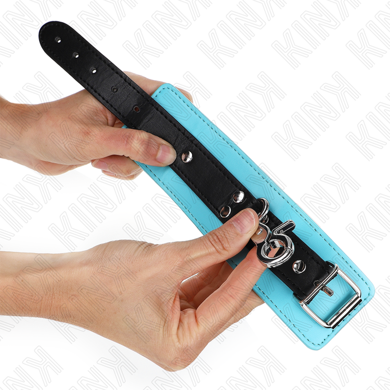 KINK - RESTRICCIONES DE MUÑECAS CON CIERRE PREMIUM NEGRAS/AZULES AJUSTABLES 21-28CM X 5.5CM