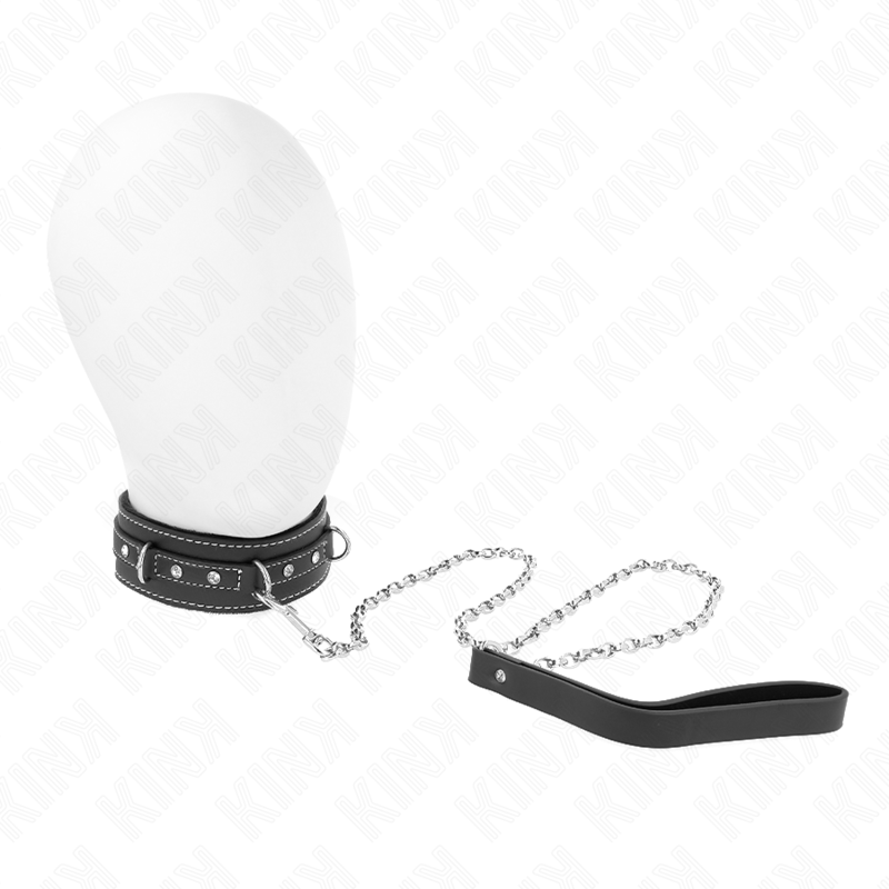 KINK - COLLAR DE CUERO PVC CON CINTURÓN 105 CM REMACHE DE STRASS 41,5 X 4 CM