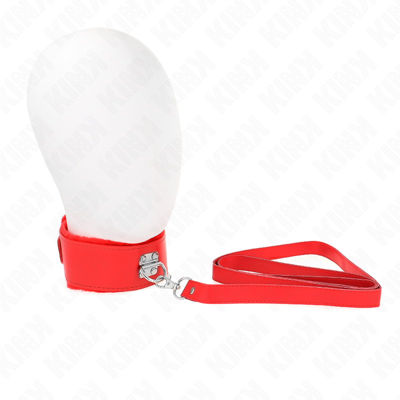 KINK - COLLAR 116 CM CON CORREA CON CLAVOS DE PLATA MODELO 4 ROJO AJUSTABLE 40-48 CM X 6 CM