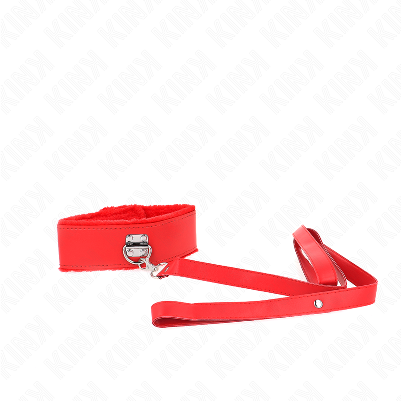 KINK - COLLAR 116 CM CON CORREA CON CLAVOS DE PLATA MODELO 4 ROJO AJUSTABLE 40-48 CM X 6 CM