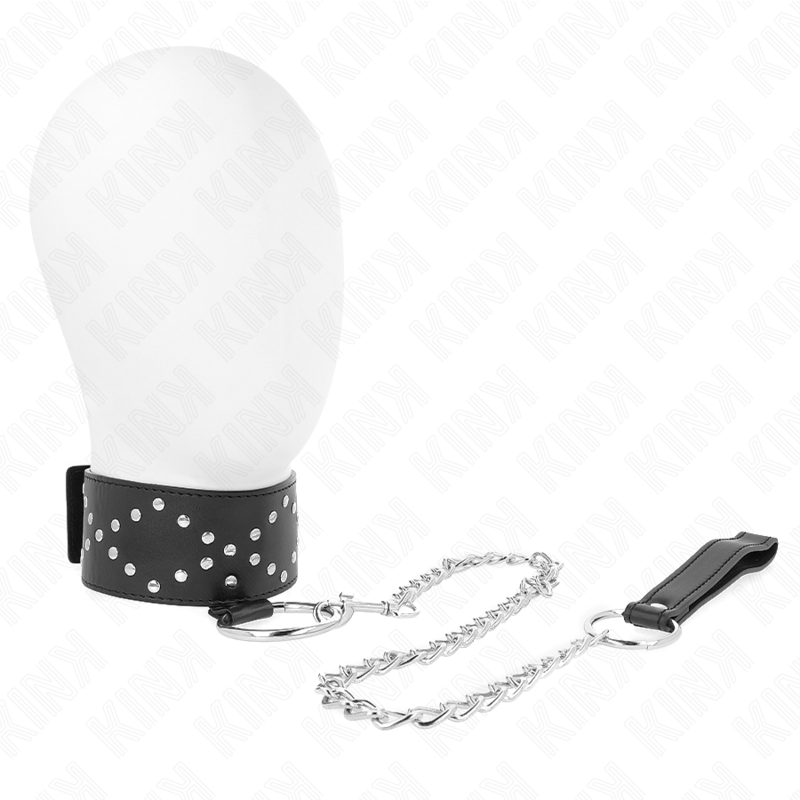 KINK - COLLAR 65 CM CON CORREA CON CLAVOS DE PLATA MODELO 3 AJUSTABLE 36-43 CM X 5 CM