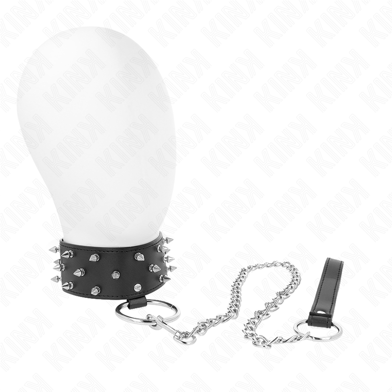 KINK - COLLAR 65 CM CON CORREA CON CLAVOS DE PLATA MODELO 5 AJUSTABLE 36-43 CM X 5 CM