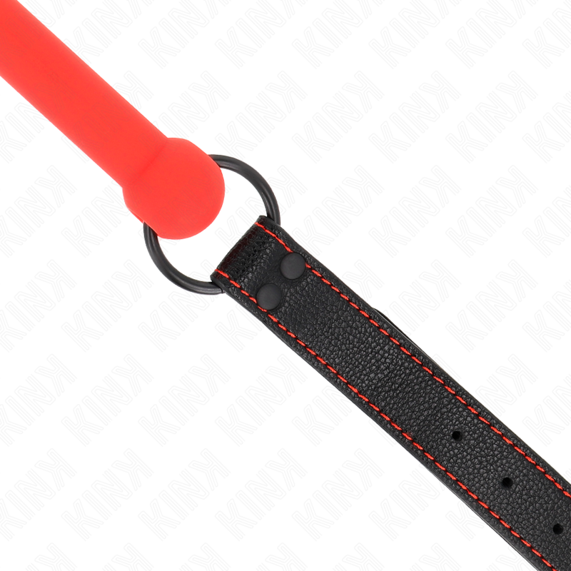 KINK - MORDAZA DE HUESO CON CORREA DE CUERO ROJA AJUSTABLE 41-57 CM
