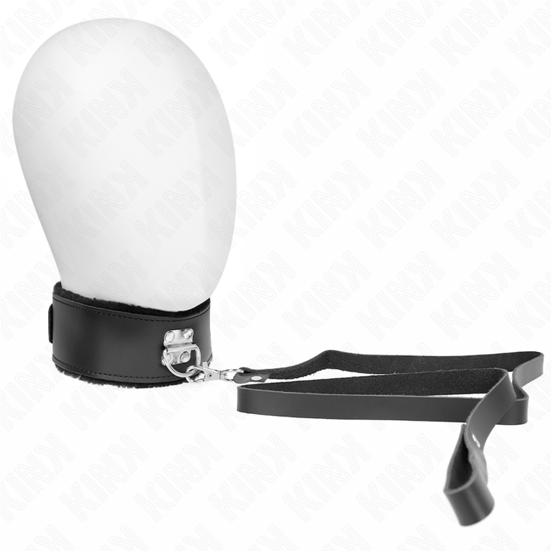 KINK - COLLAR DE 116 CM CON CINTURÓN CON CORREA DE CUERO NEGRO AJUSTABLE 40-48 CM X 6 CM
