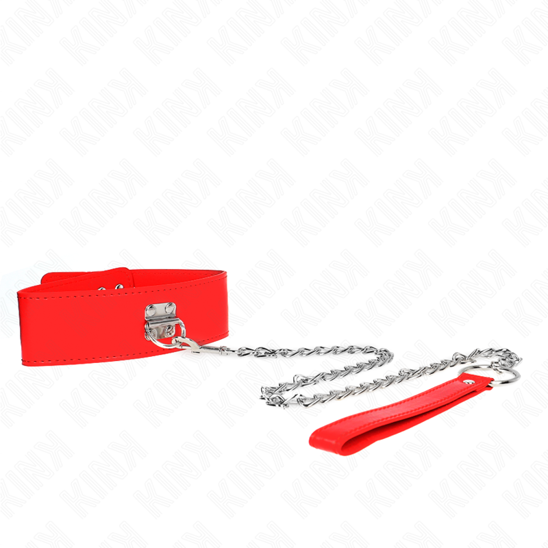 KINK - COLLAR DE 65 CM CON CINTURÓN CON CORREA ANCHA AJUSTABLE ROJA 33,5-41 CM X 5 CM