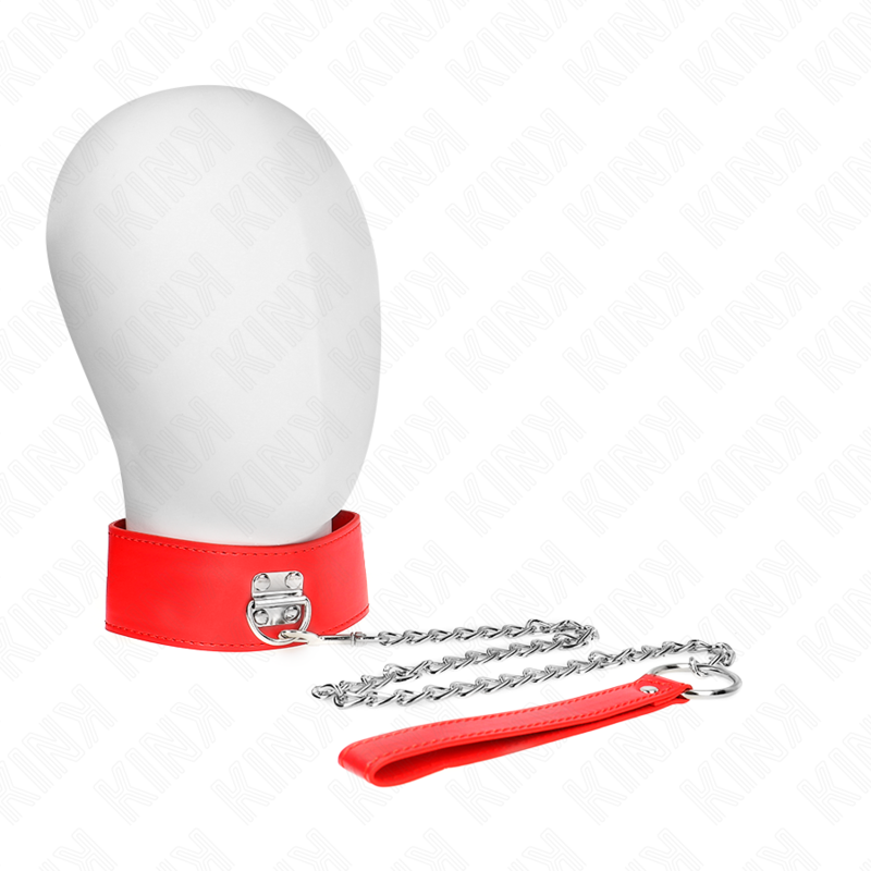 KINK - COLLAR DE 65 CM CON CINTURÓN CON CORREA ANCHA AJUSTABLE ROJA 33,5-41 CM X 5 CM