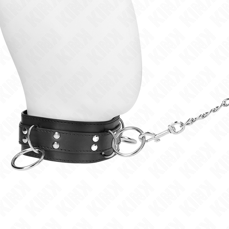 KINK - COLLAR DE ESCLAVITUD DE 3 ANILLAS CON CORREA 80 CM 53 X 5 CM