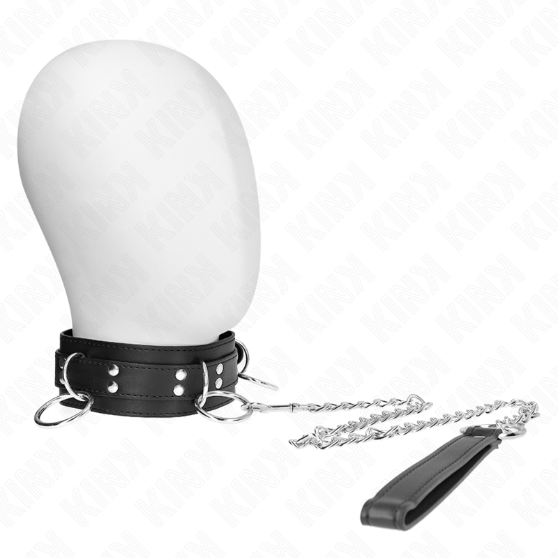 KINK - COLLAR DE ESCLAVITUD DE 3 ANILLAS CON CORREA 80 CM 53 X 5 CM