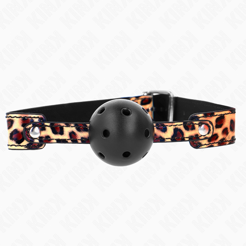 KINK - MORDAZA TRANSPIRABLE DE PELOTA DE LEOPARDO DE 4,5 CM 65 x 2,5 CM