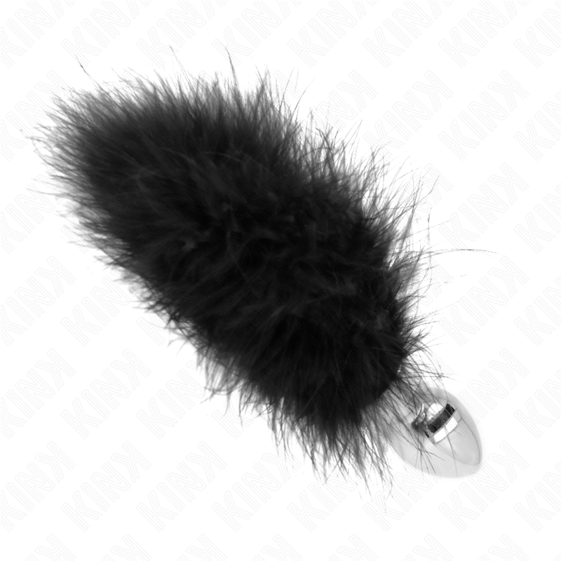 KINK - PLUG ANAL DE ACERO INOXIDABLE 11 x 7 CM CON PLUMA DE 11 CM