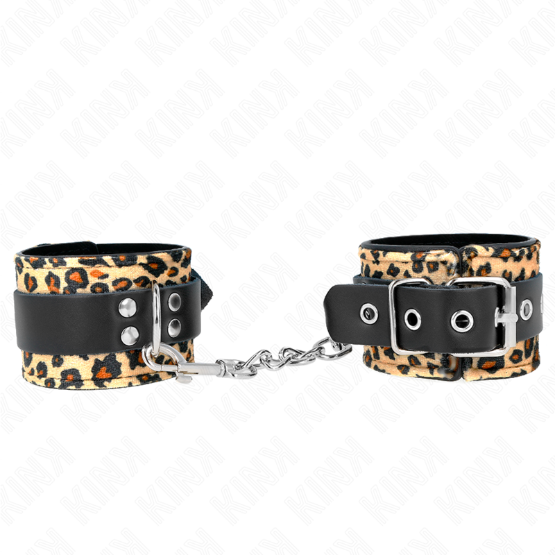 KINK - SUJECIÓN DE MUÑECA AJUSTABLE DE CUERO AUTÉNTICO CON LEOPARDO 18-29 CM X 5,5 CM