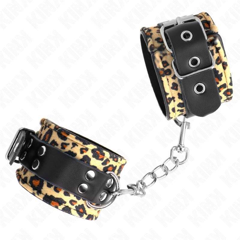 KINK - SUJECIÓN DE MUÑECA AJUSTABLE DE CUERO AUTÉNTICO CON LEOPARDO 18-29 CM X 5,5 CM